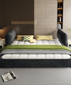 King Size Cloud Bed Frame with Oversized Padded Movable Headboard