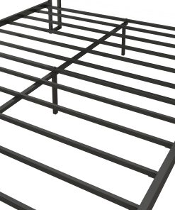 Full Size Bed Frame with Charging Station, Upholstered Headboard