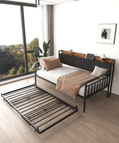 Sturdy Metal Twin Daybed With Trundle