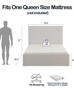 Lucas Tall Headboard Upholstered Bed, Queen Size