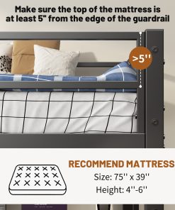 Twin Metal Loft Bed with L-Shaped Desk