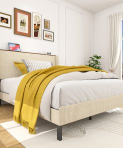 Full Size Platform Bed With Charging Station