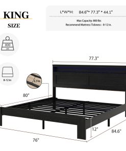 King Size Platform Bed with Large Under Bed Storage