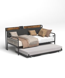 Sturdy Metal Twin Daybed With Trundle