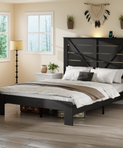 Full Wood Platform Bed Frame with Headboard