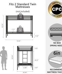 Metal Black Twin Over Twin Bunk Bed