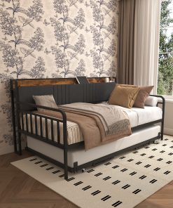 Sturdy Metal Twin Daybed With Trundle