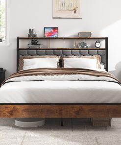 Wooden Queen Bed Frame with Headboard