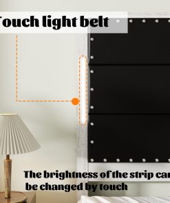 King Size Platform Bed with Upholstered Headboard