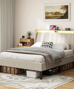 Upholstered Full Size Platform Bed Frame