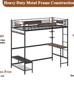 Twin Size Loft Bed Frame With Storage