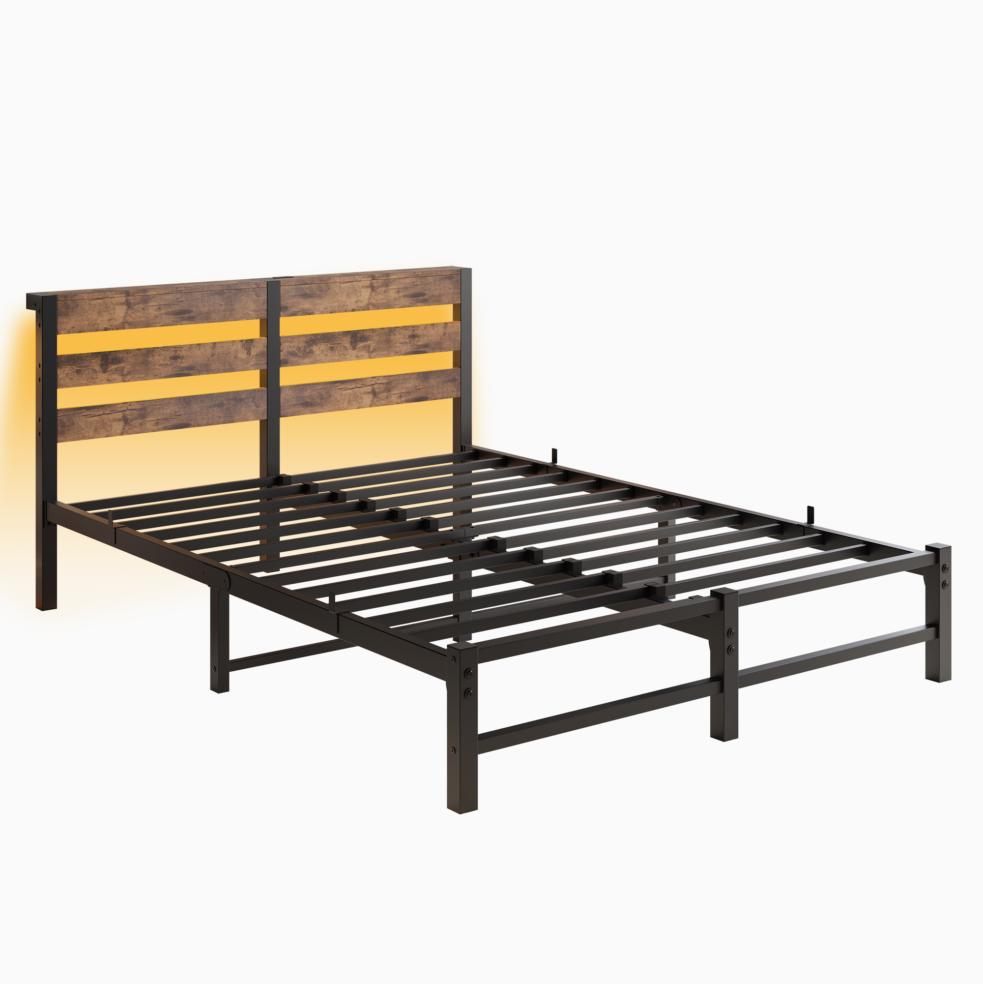 Queen Size Metal Bed Frame with Headboard