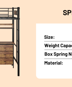 Twin Size Loft Bed With L-shaped Desk, Charging Station