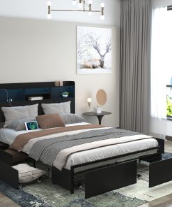 Full Bed Frame With 6 Storage Drawers