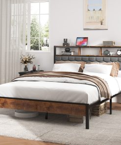Wooden Queen Bed Frame with Headboard