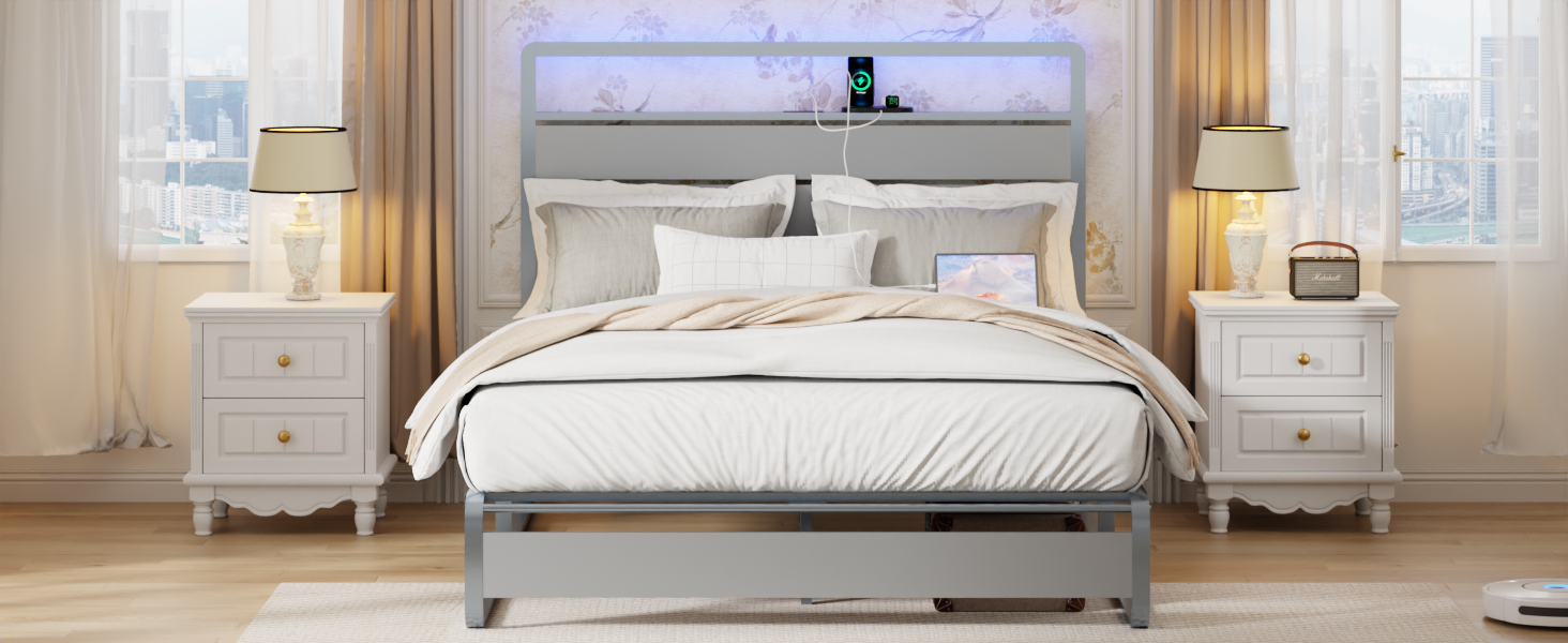 Metal Queen Size Bed Frame With Headboard