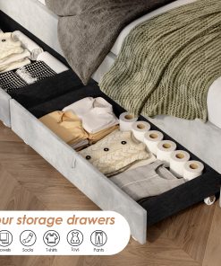 Queen Size Upholstered Platform Storage Bed Frame