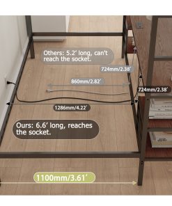 Ethan Full Over Twin Bunk Bed with Desk, Charging Station and Storage Shelves