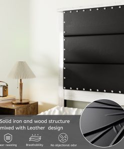 King Size Platform Bed with Upholstered Headboard