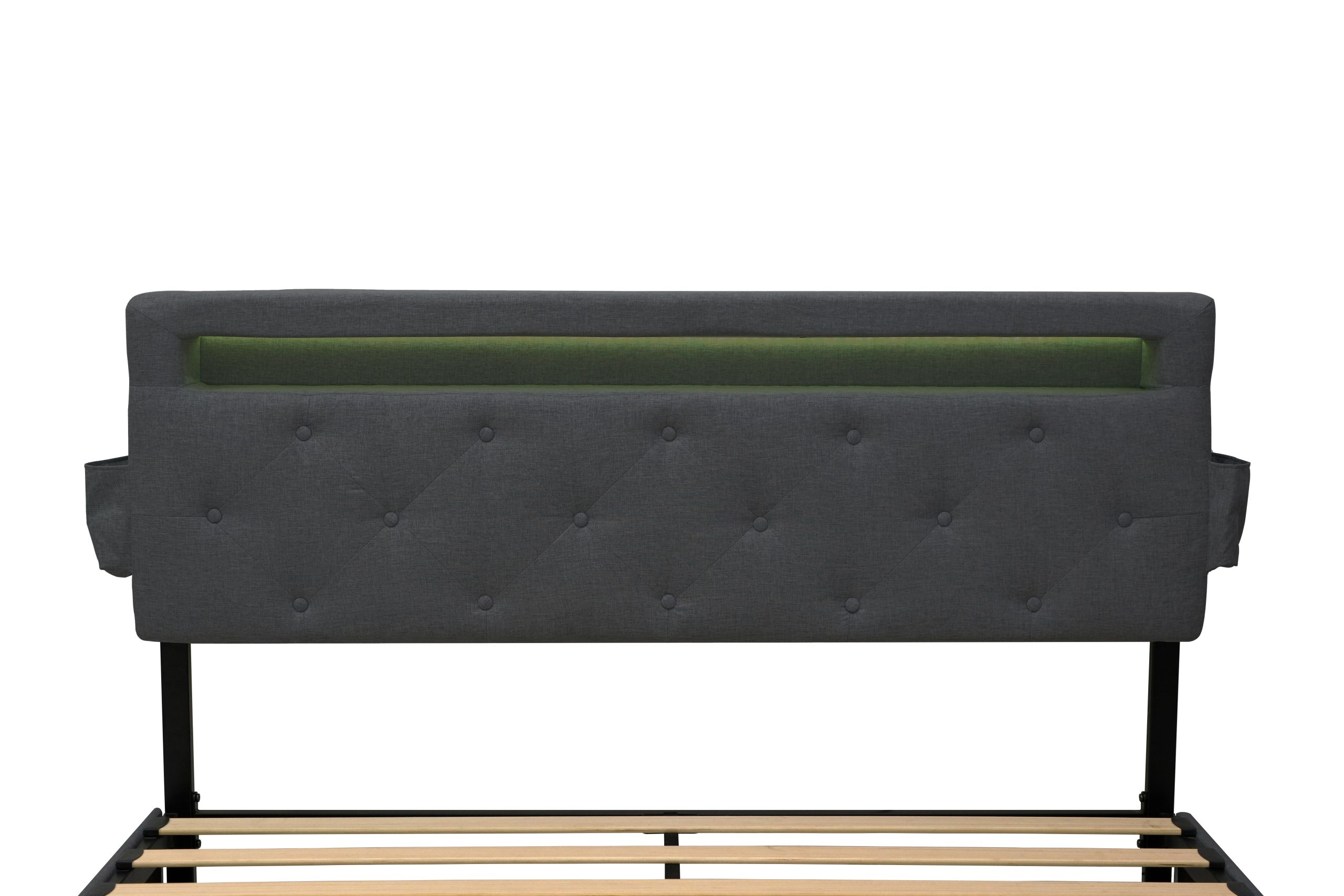 Queen Bed Frame with USB Charging Station & LED Lights