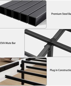 Queen Size Bed Frame Headboard With LED Lights And Charging Station