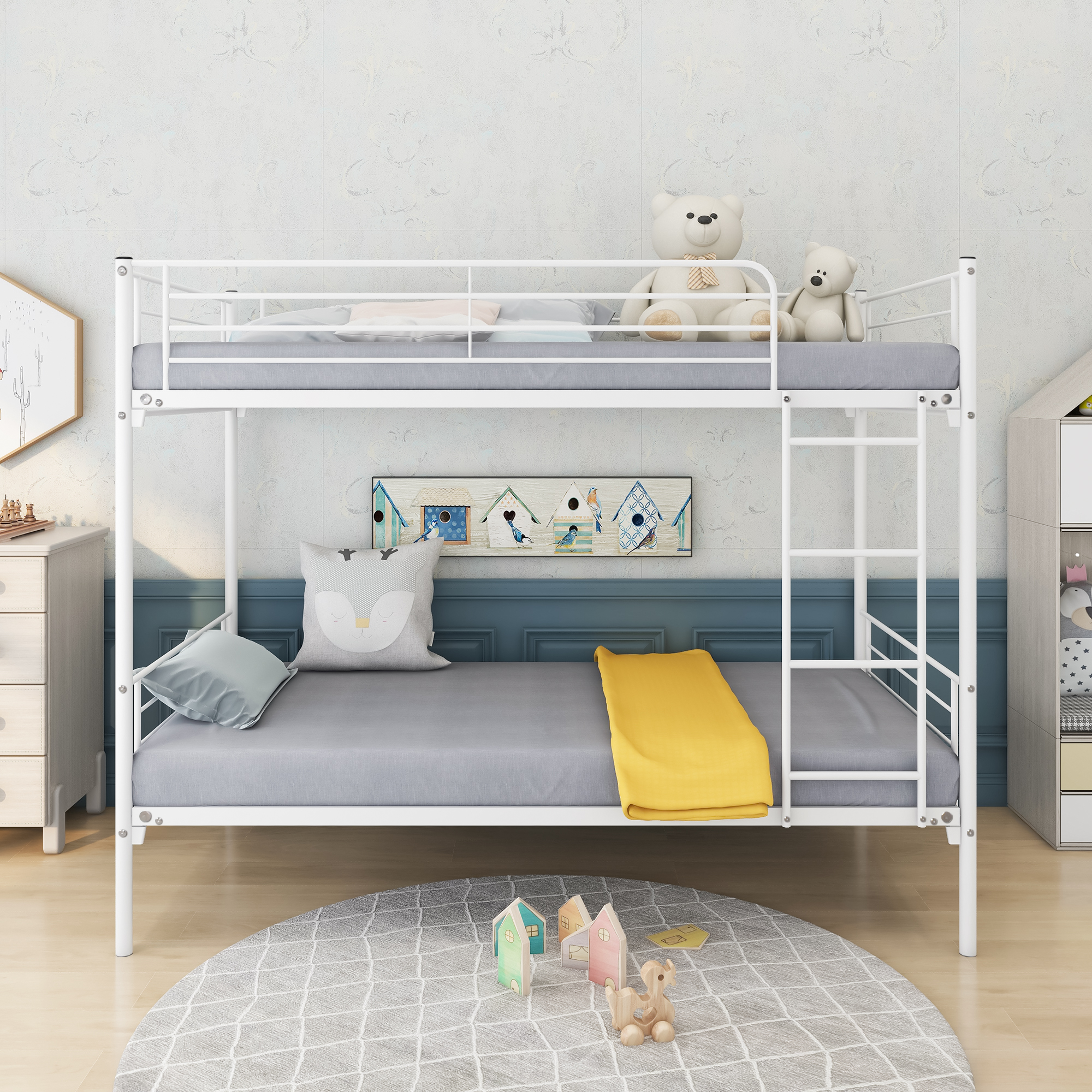Twin over Twin Bunk Bed With Metal Frame