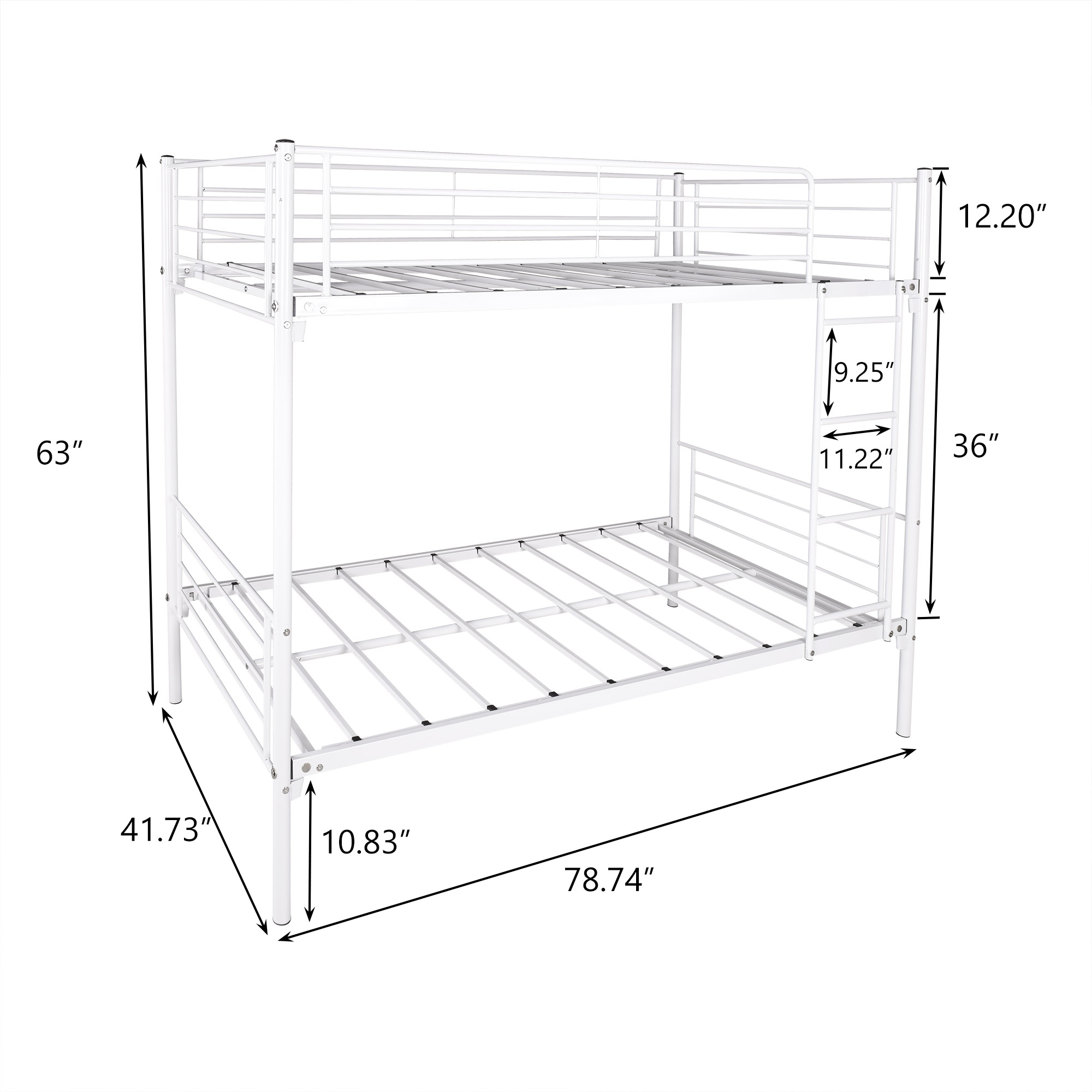 Twin over Twin Bunk Bed With Metal Frame