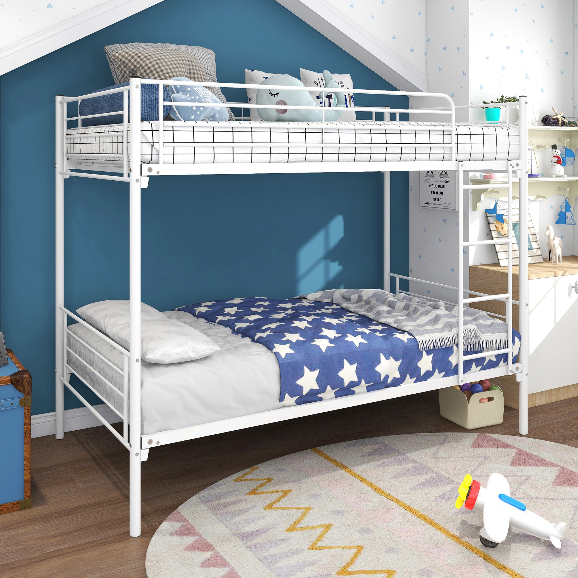 Twin over Twin Bunk Bed With Metal Frame