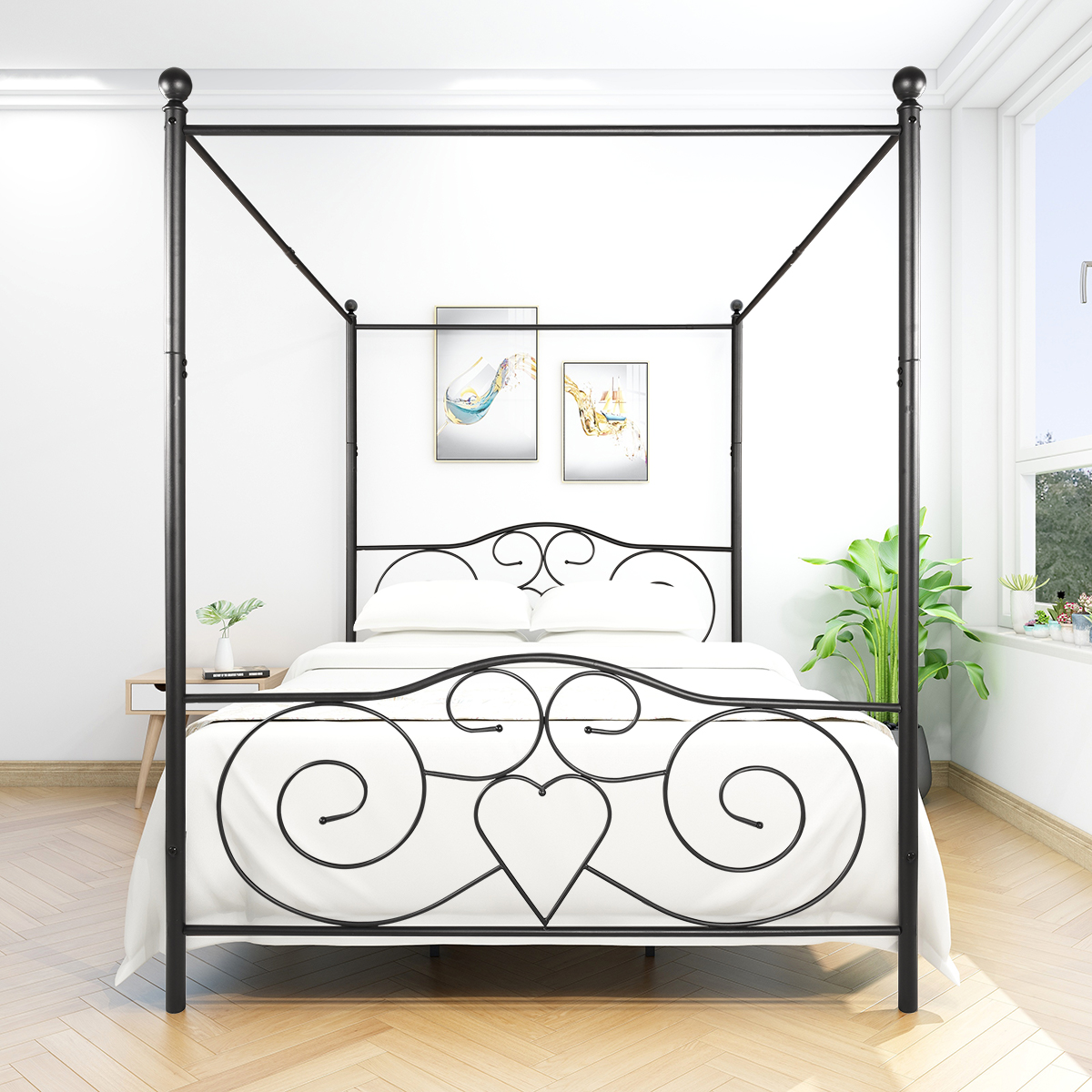 Metal Queen Size Canopy Bed Frame
