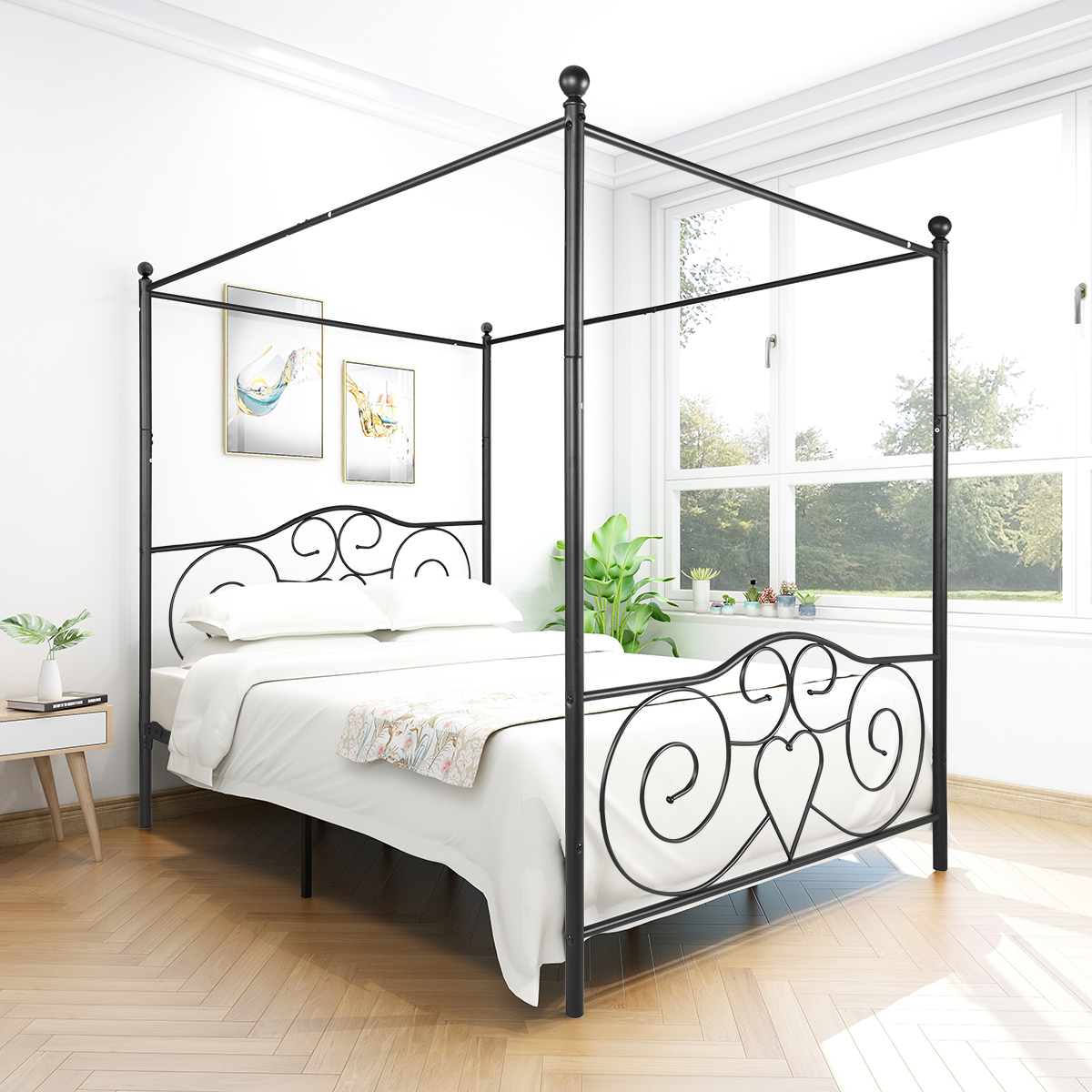 Metal Queen Size Canopy Bed Frame