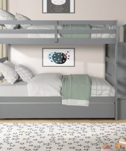 Twin over Twin Bunk Beds With Twin Trundle and Stairway Storage
