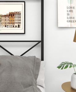 Metal Queen Size Canopy Bed Frame with X Shaped