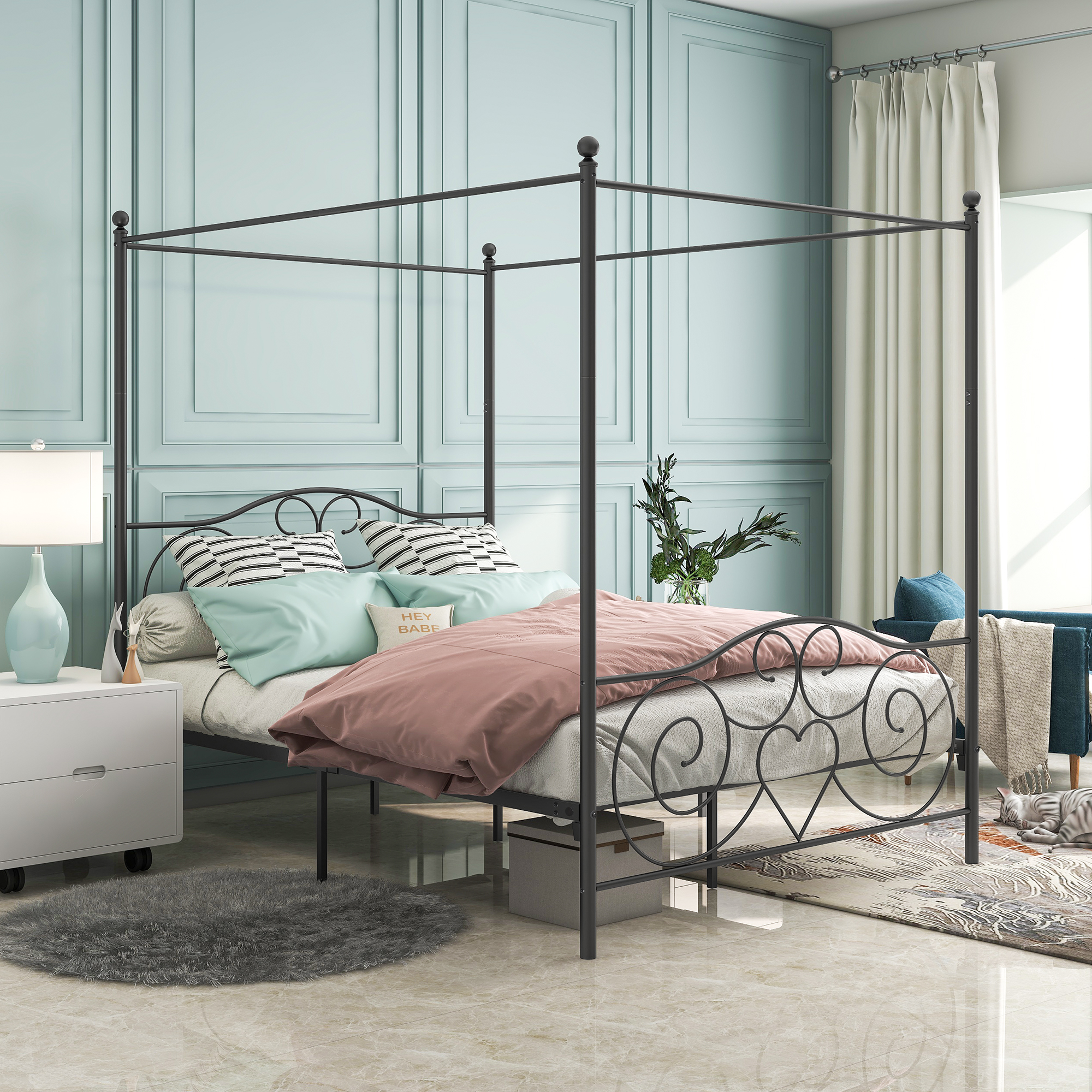 Metal Queen Size Canopy Bed Frame