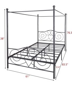 Metal Queen Size Canopy Bed Frame
