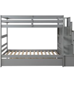 Twin over Twin Bunk Beds With Twin Trundle and Stairway Storage