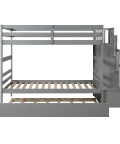 Twin over Twin Bunk Beds With Twin Trundle and Stairway Storage