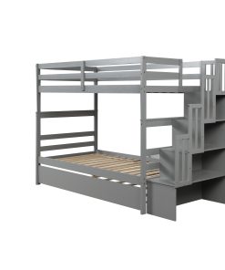 Twin over Twin Bunk Beds With Twin Trundle and Stairway Storage