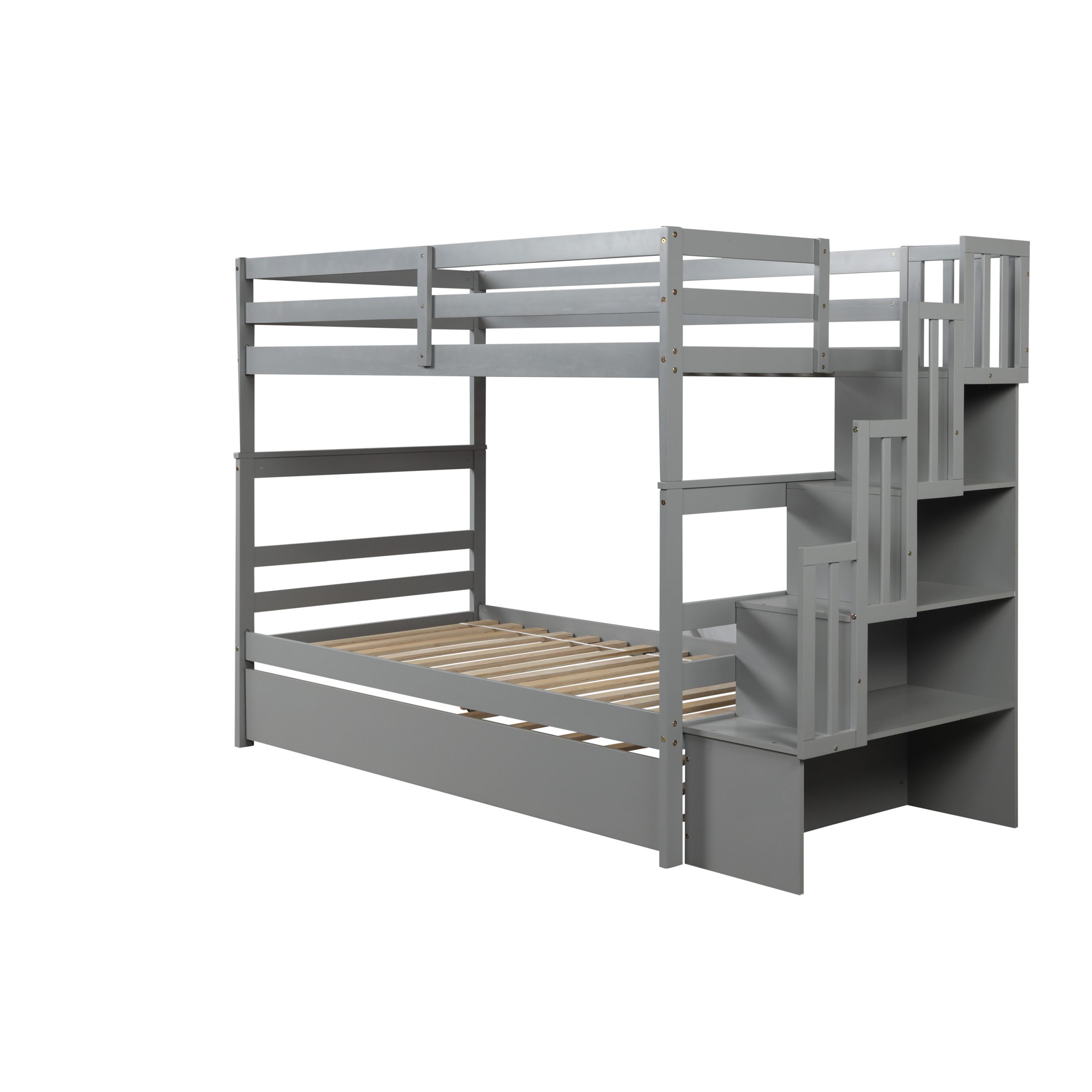 Twin over Twin Bunk Beds With Twin Trundle and Stairway Storage