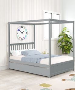 Full Size Canopy Bed with Twin Trundle