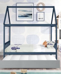 House Shape Full Platform Bed With Trundle