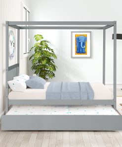 Full Size Canopy Bed with Twin Trundle