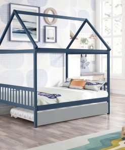 House Shape Full Platform Bed With Trundle