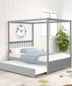 Full Size Canopy Bed with Twin Trundle