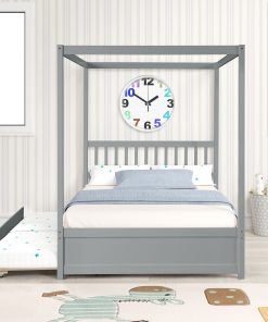Full Size Canopy Bed with Twin Trundle