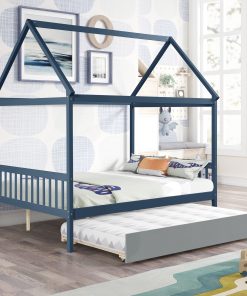 House Shape Full Platform Bed With Trundle