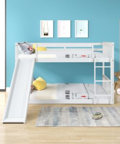Full Over Full Bunk Bed With Slide and Ladder