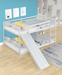 Full Over Full Bunk Bed With Slide and Ladder