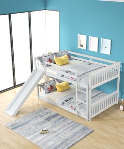Full Over Full Bunk Bed With Slide and Ladder