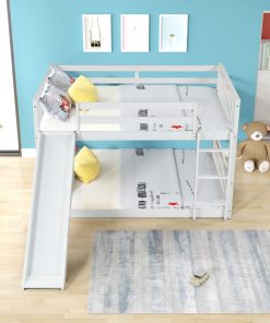 Full Over Full Bunk Bed With Slide and Ladder