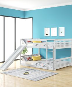 Full Over Full Bunk Bed With Slide and Ladder